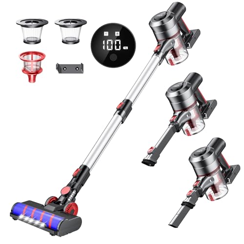 掃除機 コードレス 【2025進級版&45000pa超強力吸引&75分連続稼働】 LCD液晶ディスプレイ 壁掛けブラケット&アダプター付き コードレス掃除機 サイクロン スティッククリーナー ハンディクリーナー 2WAY 左右180°上下90°回転 HEPAフィルター 多重濾過 LEDライト5つ付 着脱式バッテリー 伸縮型パイプ 強弱2段階モード カーペット/カーテン/ソファ/車用 PSE認証済